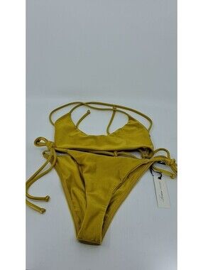 Lovers + Friends Chartreuse Yellow Tie-Side Bikini Set